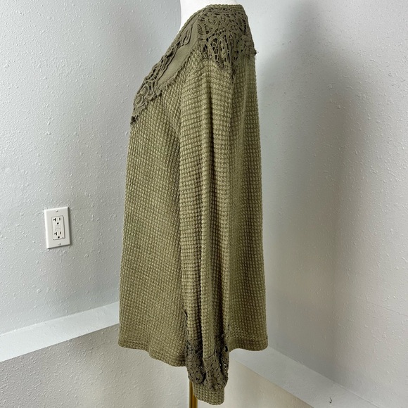 Miss Me Waffle Knit Hanley Oversized Crochet Top Women’s Size Small Boho - Picture 10 of 14